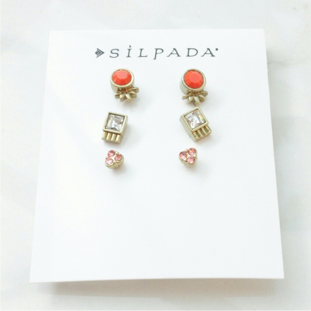 Silpada Color Riot Post Earrings Swarovski Crystal Brass NWT